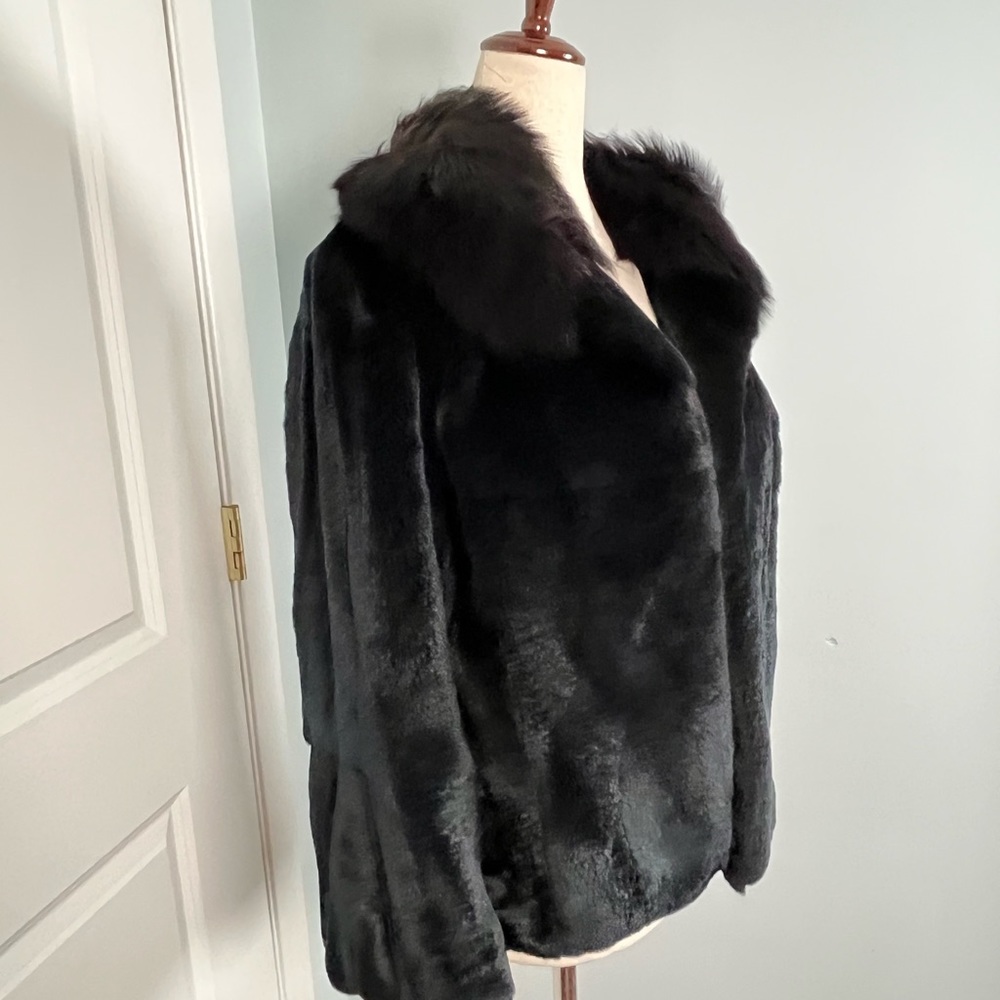 Black fur swing coat jacket size L - Picture 7 of 13